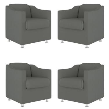 Imagem de Kit 4 Poltronas Tilla Decorativas Consultório Sala Tecido Suede Cor:Cinza
