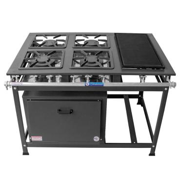 Imagem de Fogão Industrial 4 Bocas 2 Duplas A Gás Baixa Pressão Mr Fogões Com Chapa E Forno P7