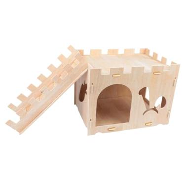 Imagem de Generic Casa de madeira para hamster, abrigo para pequenos animais, brinquedo de brincar, esconderijo para chinchilas, gerbilos, porcos, hamster