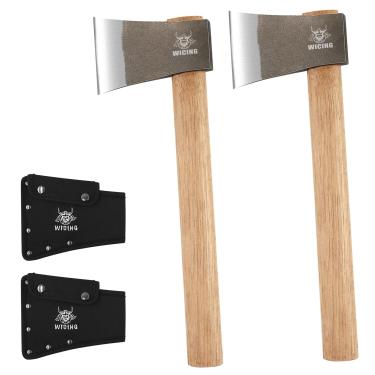 Imagem de WICING Machados De Arremesso 16" Para Competições Machado, Machado Aço Alto Manganês 1065 E Cabo Madeira Nogueira Com Bainha Nylon, Pacote 2
