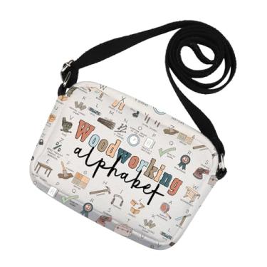Imagem de MNIGIU Presente de marceneiro para amantes de carpintaria, presente para marcenaria, alfabeto, bolsa transversal para carpinteiro, Abc, Casual
