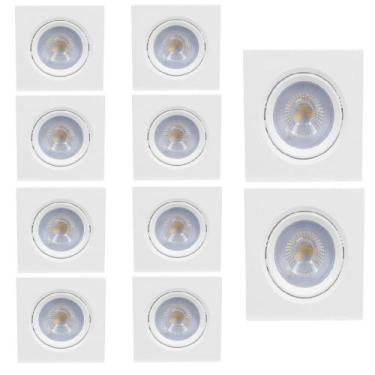 Imagem de Kit 10 Spots Led Embutir Quadrado 7W 6500K Luz Branca, 3