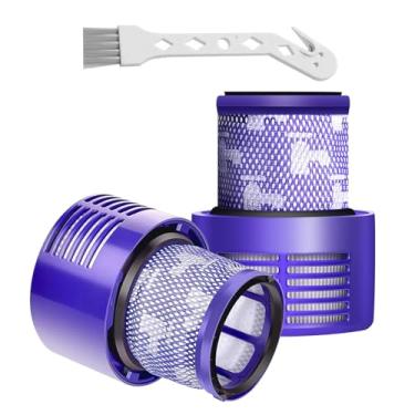 Imagem de Substituições de filtro a vácuo para Dyson V10 Cyclone Series, V10 Animal, V10 Absolute, V10 Total Clean, SV12, número de peça 969082-01 (pacote com 2 filtros e 1 escova limpa)