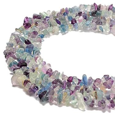 Imagem de jodaying 7-8 mm Natural Mutilcolor Fluorita Pedra Preciosa Lascas Soltas Semipreciosas para Fazer Joias DIY Artesanato Artesanal Suprimentos 1 Fio por Saco Aproximadamente 86 cm