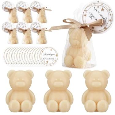 Imagem de Leelosp 20 sabonetes de urso pequeno, lembrancinhas de chá de bebê com 20 sacos de organza, 40 etiquetas de presente de agradecimento, mini sabonete de urso fofo para chá de bebê, casamento, revelação