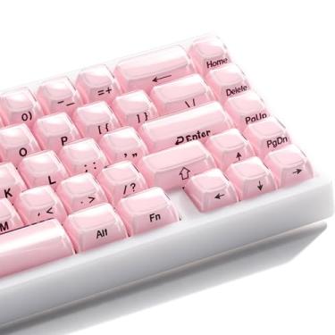 Imagem de GMKWTL XVX Capas de teclado rosa, teclas de cristal gelatinosas, conjunto de teclas impressas laterais com perfil OEM compatível com 61/68/84/87/98/100 ANSI Layout MX Switches Teclado Mecânico