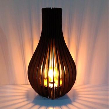 Imagem de Abajur gota 60cm aletado madeira rustico  - Fábrica de Utilidades