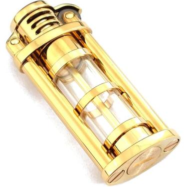 Imagem de Isqueiro Vintage A Querosene Com Tanque De Óleo Transparente Recarregável Isqueiro Antigo Roda De Ignição De Chama Macia Homem Presentes Isqueiro, Yellow