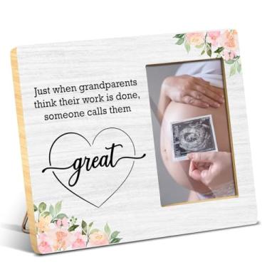 Imagem de JioJio Chan Porta-retratos de bisavós, presentes de anúncio de bebê para avô, netos, 10 x 15 cm, Just When Grandparents Think Their Work Is Made Someone Calls Them Great