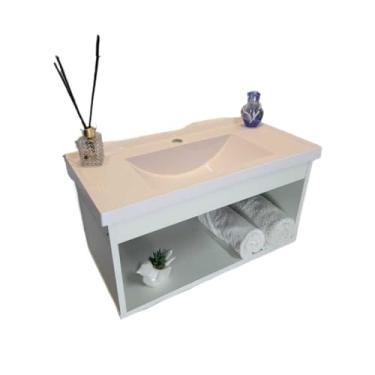 Imagem de Armário Slim 60cm Gabinete de banheiro Casa Gabinete de Banheiro Armário Banheiro Com Pia Slim 60cm(BRANCO)