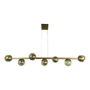 Imagem de Lustre Luminaria De Teto Jabuticaba em aluminio Com 7 Globos Vidro - Bivolt - COBRE/AMBAR - 110V/220V