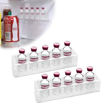 Imagem de YOUSHARES Suporte de armazenamento de insulina para geladeira - Suporte de frasco de peptídeo de 10 ml para parede de geladeira, estojo organizador de insulina diabética com 5 compartimentos