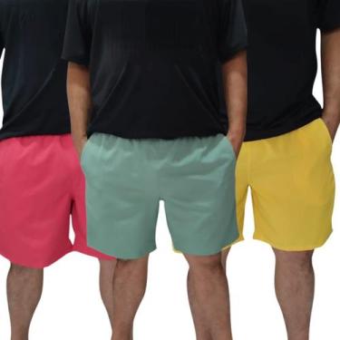 Imagem de Kit com 3 Bermuda Masculina Coloridas Com Elastano Plus Size - Repeliq