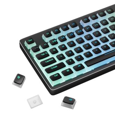 Imagem de Pudding PBT Keycaps,Black Backlit Shine Through Keycaps 130 Keys Set OEM Profile RGB Double Shot Key Caps,Universal Compatibility for 60 65 75 100 Percent MX Switches Gaming Mechanical Keyboard