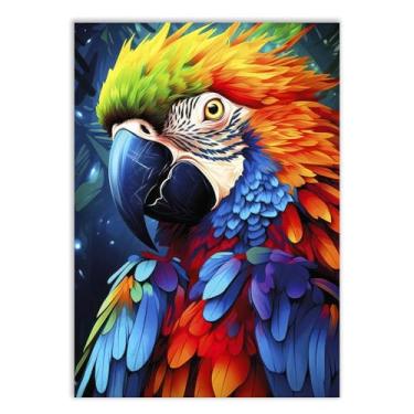 Imagem de Placa Decorativa Arara Ilustração Colorida Aves Animais Decoração Poster Quarto Sala