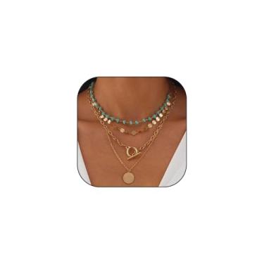Imagem de Colares femininos estilo cowgirl ocidental em camadas, vintage, rodeio, turquesa, com contas, chapéu de caubói, conjunto de joias ocidentais para acessórios de roupa de vaqueira country, adjustable