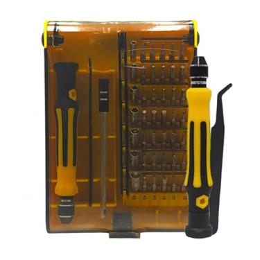 Imagem de Kit de Chaves de Precisão 45 em 1 Conjunto de Ferramentas com Estojo Amarelo Ideal Para Reparos em Notebooks Celulares Laptops Iphones Hardware Produtos Eletrônicos