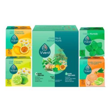 Imagem de Kit 5 Chás Hortelã, Camomila Limão, Camomila Maracujá, Limão e Laranja