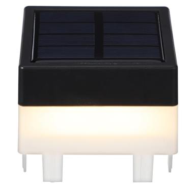 Imagem de jojofuny Luminária Solar para Topo de Poste de Cerca, Luz LED Solar de 2x2 polegadas para Poste de Deck, Impermeável ao Ar Livre IP44, Plástico Preto, para Cerca de Jardim, Pátio, Decoração