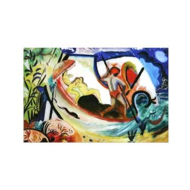 Imagem de Pinturas Famosas em Tela-Quadros Decorativos-Three Girls in Barque-Pôster e Impressões para Sala de Estar e Casa 30x45cm12x18in Sem Moldura