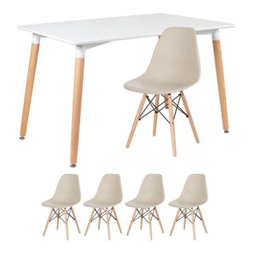 Imagem de KIT - Mesa retangular Eames 80 x 120 cm + 4 cadeiras DSW