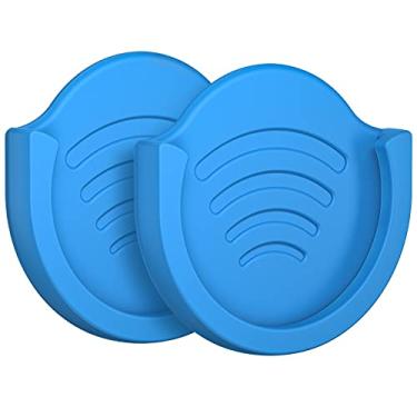 Imagem de pop-tech Cabo de telefone para suporte de soquete, pacote com 2 adesivos de silicone para suporte dobrável e suporte com adesivo 3M de substituição para painel de carro, mesa, parede, casa, escritório azul