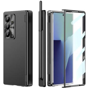 Imagem de YQODSZ Capa para Samsung Galaxy Z Fold 7 com suporte para S Pen e Stylus, [capa de duas dobradiças] Z Fold7 Capa protetora de tela integrada com proteção de dobradiça fina para Z Fold 7 preta