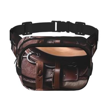 Imagem de Selim de cavalo com um chapéu de caubói pochete selvagem, bolsa tiracolo ajustável, bolsa de cintura grande, bolsa de cinto de viagem, bolsa unissex