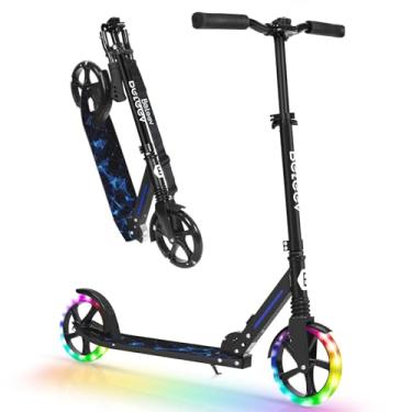 Imagem de BELEEV Scooters V5 para crianças a partir de 6 anos, scooter dobrável, 2 rodas para adultos e adolescentes, 4 guidões ajustáveis, rodas grandes de 230 mm, scooter esportiva leve, até 99,8 kg (preto