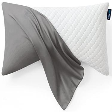 Imagem de Sidney Sleep Capas de travesseiro curvadas tamanho mini - Fecho de zíper de comprimento total - Microfibra escovada macia premium (Travel Mini, cinza prata)