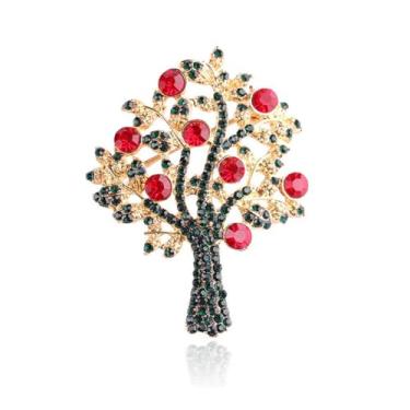Imagem de LPYO Broche de Natal para mulheres, strass, cristal, árvore de Natal, guirlanda, boneco de neve, rena, trenó, Papai Noel, luva para bota, bengala doce, joias decorativas, broche, acessórios de