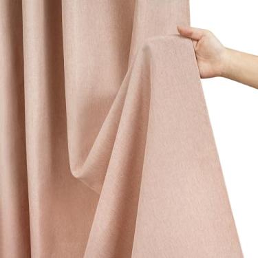 Imagem de Seenus Cortina de chuveiro de tecido rosa blush resistente à água, cortina de chuveiro pesada de fazenda, lavável na máquina, 182 x 182 cm de linho sintético texturizado rosa empoeirado Cortinas de