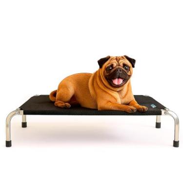 Imagem de Cama Ortopédica Suspensa Cachorro Gato 75x50cm M Preto Alumínio - Pet 