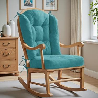 Imagem de Almofada para cadeira de balanço Wingback - Almofadas grandes de cadeira Adirondack Tufado, Esponja de Alta Densidade, Almofadas de balanço de chenille confortáveis com laços, conjuntos de 2 peças