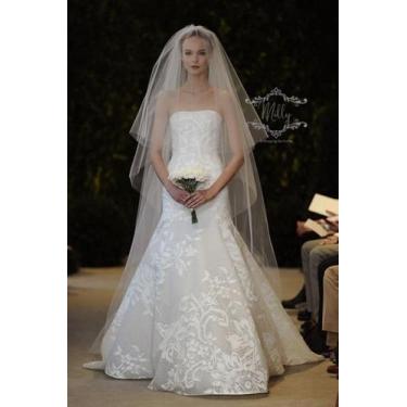 Imagem de Véu Noiva 4 Metros 2 Camadas Branco Longo Mantilha Liso V40 - Milly O 