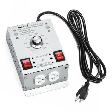 Imagem de briidea Controlador de umidistato de espaço de rastreamento, controle de desumidistato e termostato com 2 tomadas, ideal para porões sótãos garagens, reduz o nível de umidade do espaço de