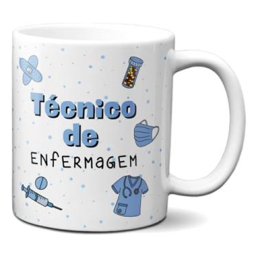 Imagem de Caneca Técnico De Enfermagem Símbolos Xícara Profissão (Branca)