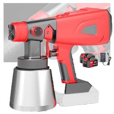 Imagem de Pulverizador de tinta elétrico portátil, pulverizador de 800 ml alimentado por bateria, bico totalmente de cobre, cabo antiderrapante com 4 bicos, 3 modos de pulverização