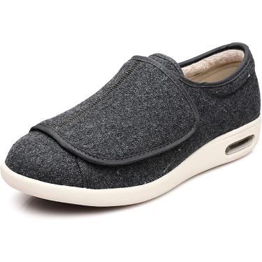 Imagem de Sapatos Diabéticos Elegantes Para Homens Femininos, Tênis Respiráveis De Pelúcia De Inverno Para Idosos Diabéticos Edema Pés Inchados Sapatos De Camin, Dark Grey, UK 7.5(26cm/10.2in)