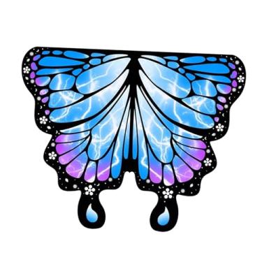 Imagem de YIJU Fantasia infantil de asas de borboleta, acessório de vestido para meninas para lembrancinhas de festa, Azul Roxo