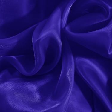 Imagem de Entisn Tecido de organza brilhante, 3 jardas contínuas com organza transparente brilhante de 140 cm de largura, tecido azul real brilhante para fantasia de palco, vestido moderno, artesanato DIY