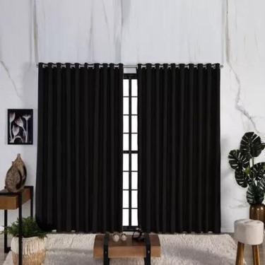 Imagem de Cortina De Luxo Blackout Premium 4,00m X 2,30m Porta De Vidro Tecido Grosso (Preto)