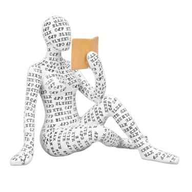Imagem de Zhjvihx Estátua do Pensador Feminino, Uma única Figura de Mulher de Leitura, Decoração Fina de Trabalho, Amplamente Usada para a Biblioteca (W310-13)