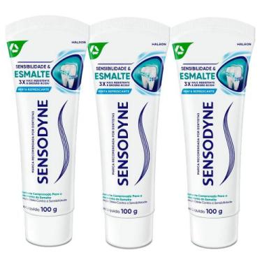 Imagem de Kit 3 Creme Dental Sensodyne Sensibilidade e Esmalte Menta Refrescante