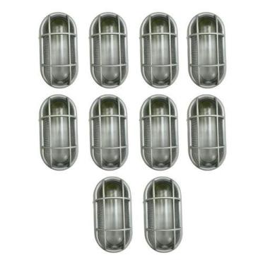 Imagem de Kit 10 Und Arandela Luminária De Jardim Branca C Grade Opl Branco