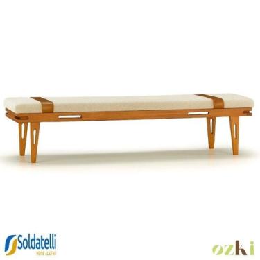 Imagem de Recamier Los 150cm Madeira Avelã com Opções de Tecido - Ozki, Linho Cr