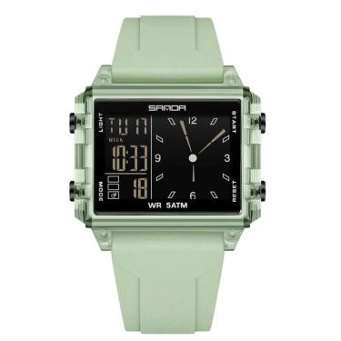 Imagem de Relógio Analógico Digital 6273 Luminoso À Prova Da Água Sanda Verde