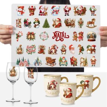Imagem de Cartelas Adesivos Natalinos Feliz Natal Papai Noel DTF UV - Graviarte