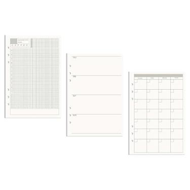Imagem de AxeWoodz Refil de papel A5, pacote com 3, sem data, diariamente, semanal, mensal, inserções para fichário de 6 furos, refis de planejador de papel, 135 folhas/270 páginas, papéis de fichário