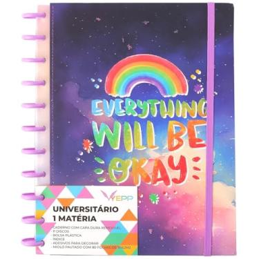 Imagem de Caderno Capa Dura Feminina Com Discos 80 Folhas Pautadas De Tamanho A4 27,5 * 20 CM (Arco-íris)